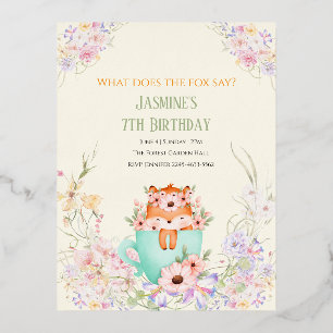 Cosy Fox Forest Magical Floral Birthday Invitation