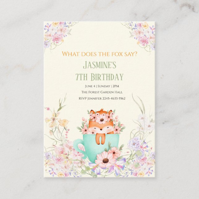 Cosy Fox Forest Magical Floral Birthday Invitation (Front)