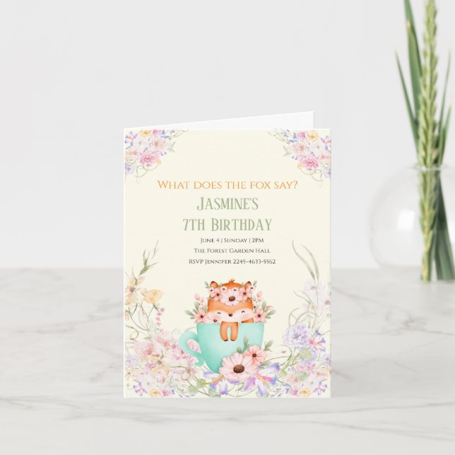 Cosy Fox Forest Magical Floral Birthday Invitation (Front)