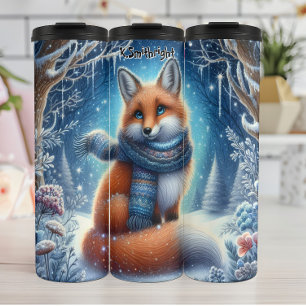 Cosy Fox in a Snowy Forest Thermal Tumbler