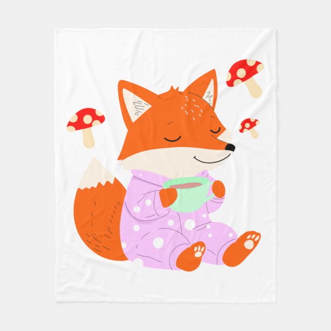 Cosy Fox in Pyjamas Kids Blanket (Front)