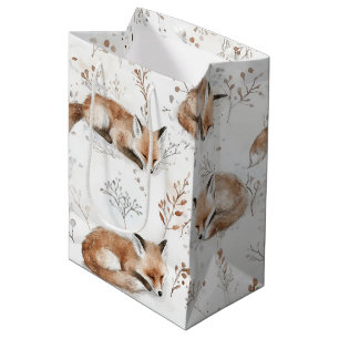Cosy Foxes Animals Christmas Medium Gift Bag