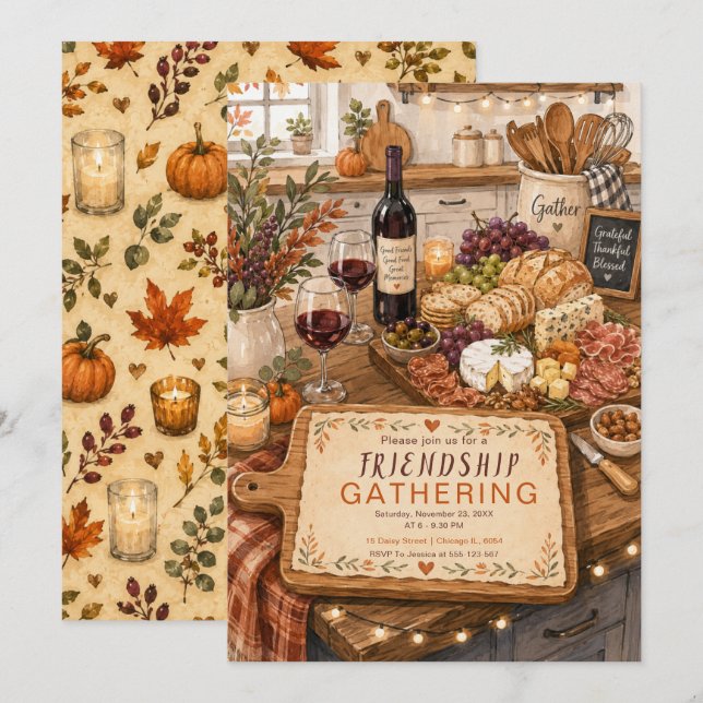 Cosy Friendsgiving Gathering Invitation (Front/Back)