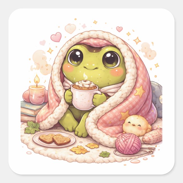 Cosy Frog Aesthetic Sticker (Front)