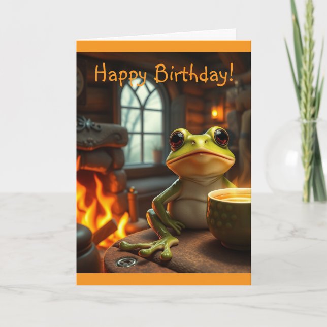 Cosy Frog Birthday Card (Front)