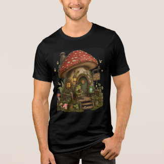 Cosy Frog Mushroom Cottage T-Shirt Tri-Blend Shirt