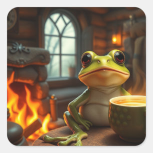 Cosy Frog Square Sticker