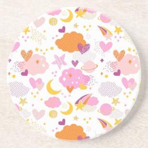 Cosy Galaxy- cosmos, moon, stars and hearts Throw Coaster