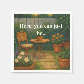 Cosy Garden Throw Pillow – 'Here, You Can Just Be' Napkin