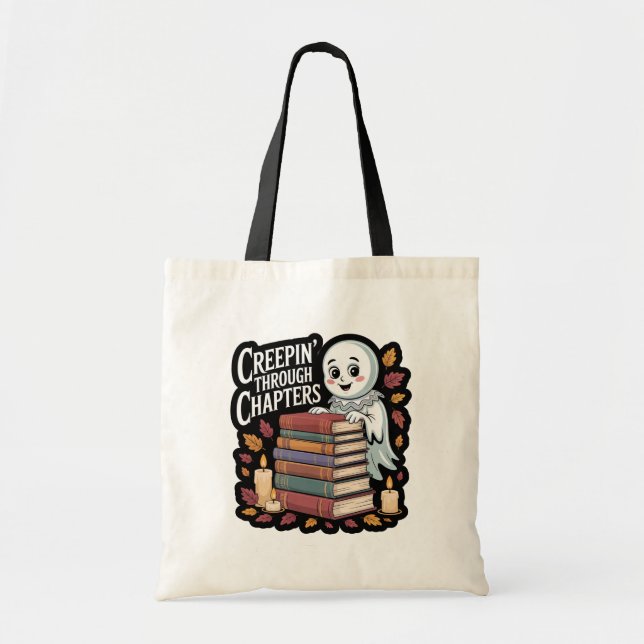 Cosy Ghost Book Stack Tote Bag (Front)