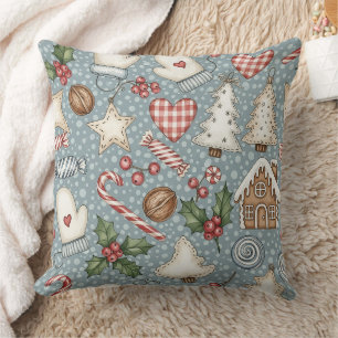 Cosy Gingerbread Christmas with Candy Canes Cushion
