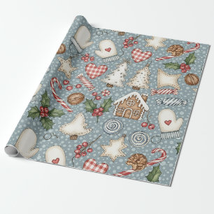 Cosy Gingerbread Christmas with Candy Canes Wrapping Paper