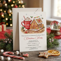 Cosy Gingerbread & Cocoa Christmas Party Invite