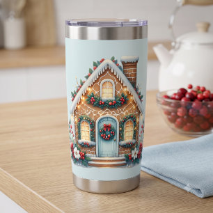 Cosy Gingerbread House Holiday Illustration Insulated Tumbler