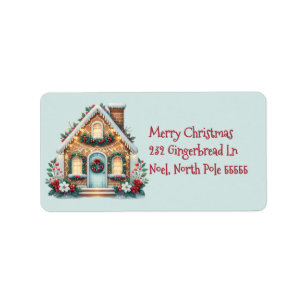 Cosy Gingerbread House Holiday Illustration Label