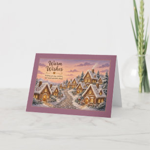 Cosy Gingerbread Village at Sunset Card