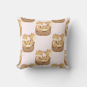 Cosy Giraffe Family in Baskets Cushion