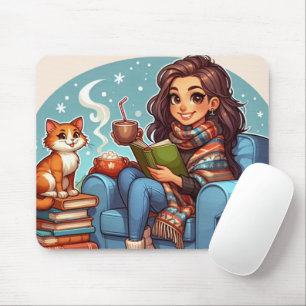 Cosy Girl: Hot Drink & Favourite Reads Mouse Pad