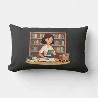 Cosy Girl Reading Bookshelf Lumbar Cushion
