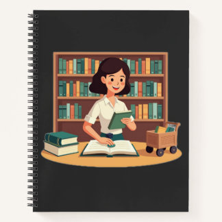 Cosy Girl Reading Bookshelf Notebook