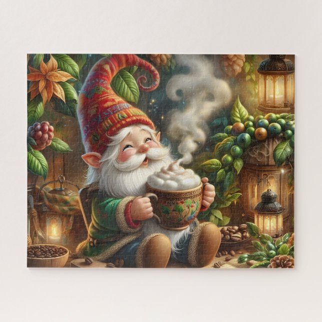 Cosy Gnome Coffee Jigsaw Puzzle (Horizontal)