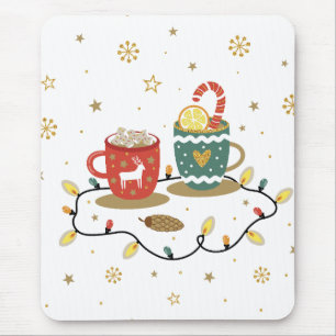 Cosy Gold Christmas Coffee Cocoa Mouse Pad