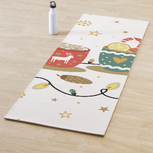 Cosy Gold Christmas Coffee Cocoa Yoga Mat