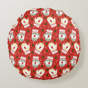 Cosy Gold Winter Gloves Round Cushion