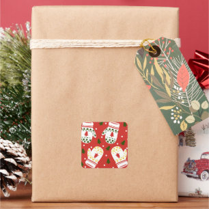 Cosy Gold Winter Gloves Square Sticker