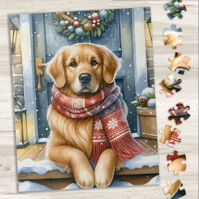 Cosy Golden Retriever Puppy Dog Christmas Jigsaw Puzzle (Creator Uploaded)