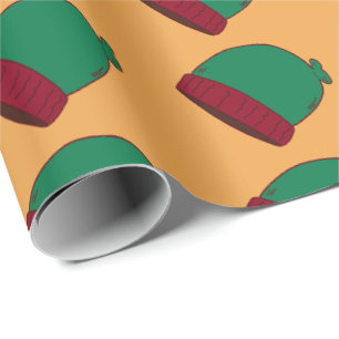 Cosy Green and Red Winter Beanies Pattern - Cute M Wrapping Paper