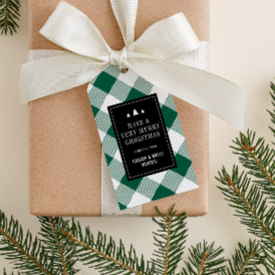 Cosy Green and White Buffalo Plaid Christmas Gift Tags