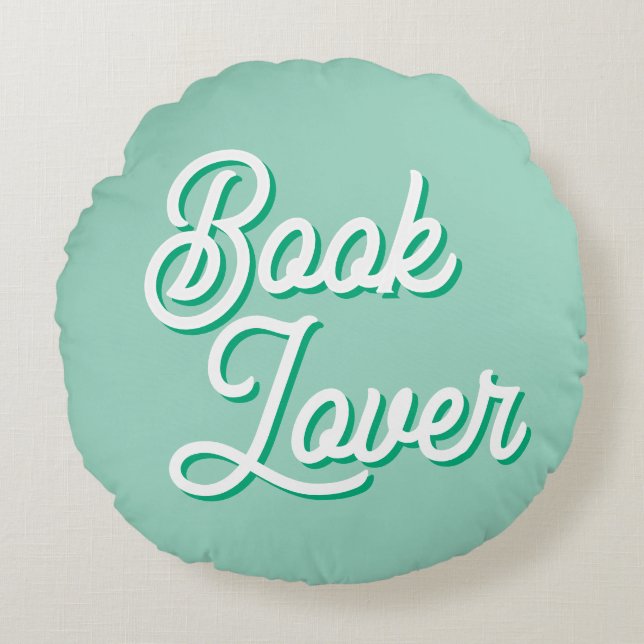 Cosy Green Book Lover Round Throw Pillow (Front)