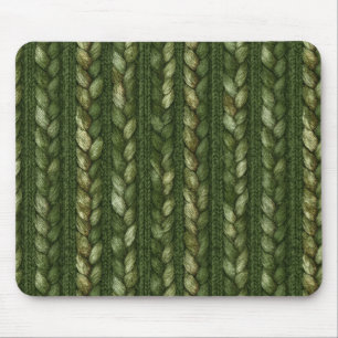 Cosy Green Braided Stripes Mouse Pad