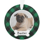 Cosy Green Buffalo Plaid Christmas Dog Photo Name