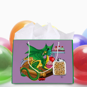 Cosy Green Pastry Chef Dragon Kitchen Bakery Large Gift Bag