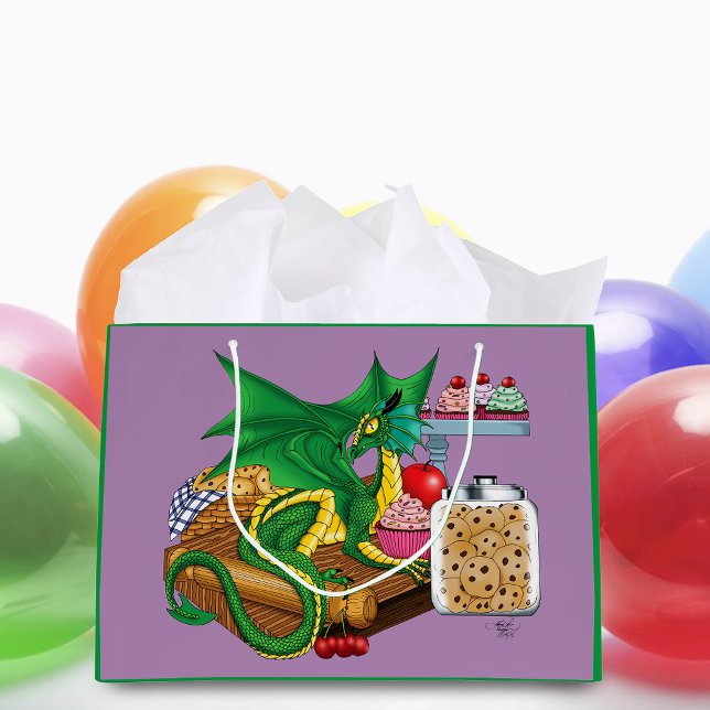 Cosy Green Pastry Chef Dragon Kitchen Bakery Large Gift Bag (Creator Uploaded)