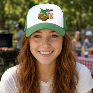 Cosy Green Pastry Chef Dragon Kitchen Bakery Trucker Hat