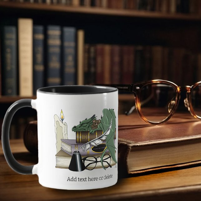 Cosy Green Whimsical Sleeping Dragon Book Lover Mug (Creator Uploaded)