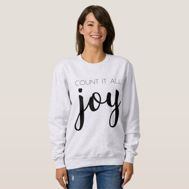 Cosy Grey Count it All Joy Sweatshirt (Front Full)