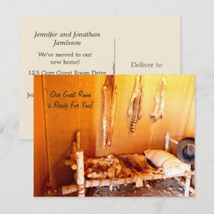 Cosy Guest Room New Address Announcement Postcard