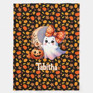 Cosy Halloween Baby Blanket Add Name Cute Ghost