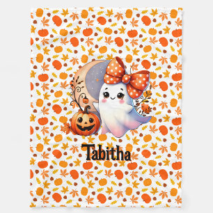 Cosy Halloween Baby Blanket Add Name Cute Ghost