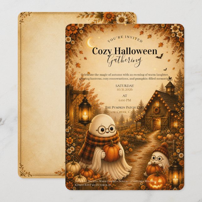 Cosy Halloween Gathering Invitation (Front/Back)