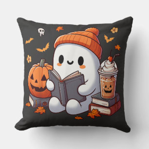 Cosy Halloween Ghost with Autumn Treats Cushion