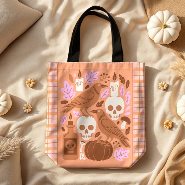 Cosy Halloween Modern Folk Art Pastel Plaid  Tote Bag (Creator Uploaded)