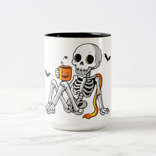 Cosy Halloween Skeleton with Coffee & Bats Mug / S
