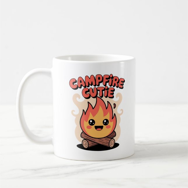 Cosy Happy Campfire Kawaii Adventure Coffee Mug (Left)