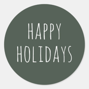 Cosy Happy Holidays   Muted Dark Green Christmas Classic Round Sticker