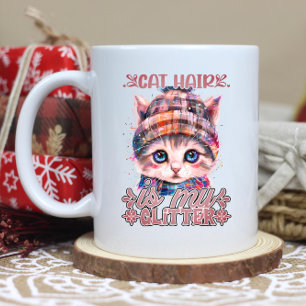 Cosy hat kitten with sparkles coffee mug